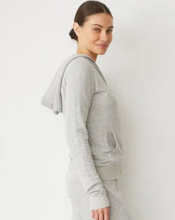 MONROW Softfleece Zip Up Hoody HEATHERGREY Sale
